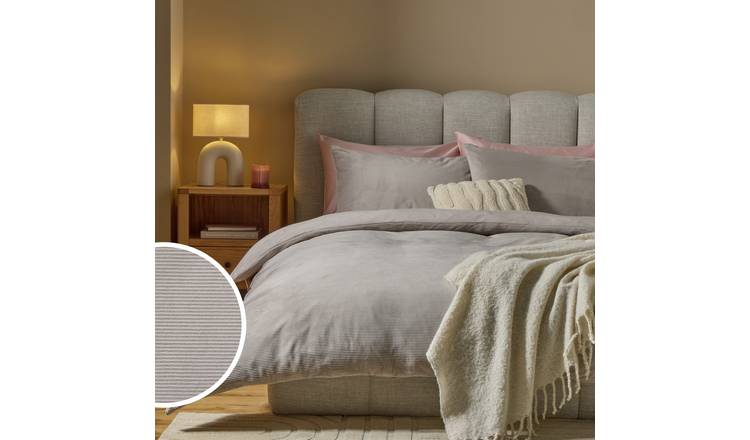 Argos Home Cord Fleece Grey Bedding Set - Single