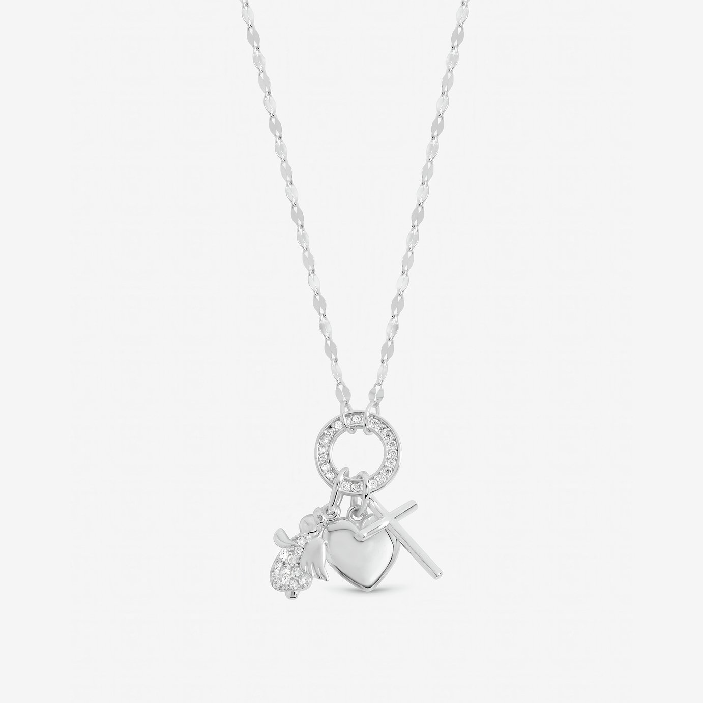 Inicio Silver Plated Christening Charm Pendant Necklace