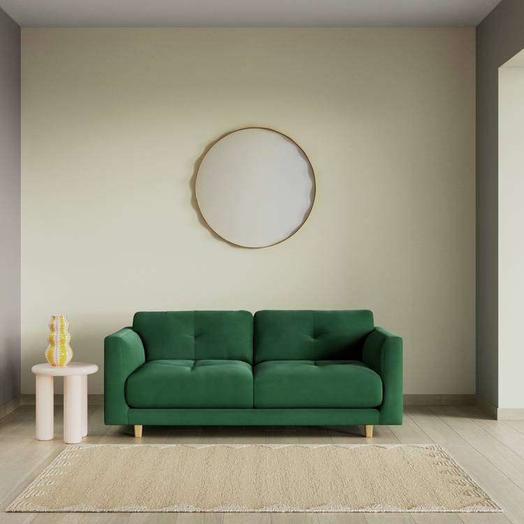 Habitat Emely Fabric 2 Seater Sofa - Green - Ash Leg 0