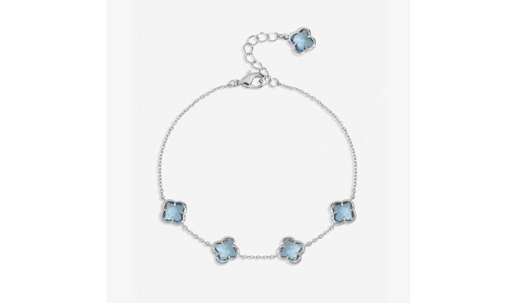 Inicio Silver Plated Light Sapphire Clover Bracelet