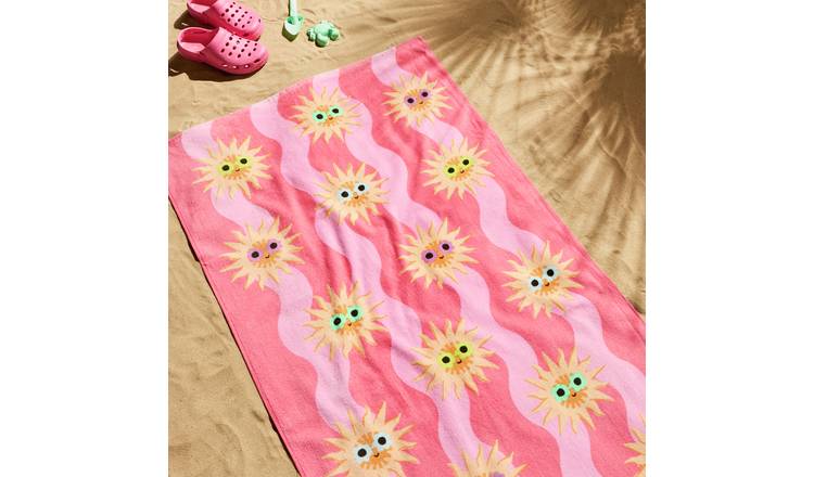 Argos Home Sunshine Wave Kids Beach Towel - Pink