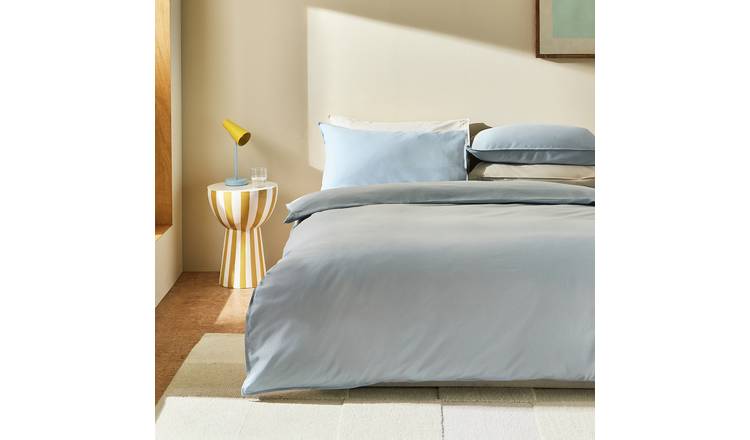Habitat Washed Cotton Plain Blue Bedding Set - King size
