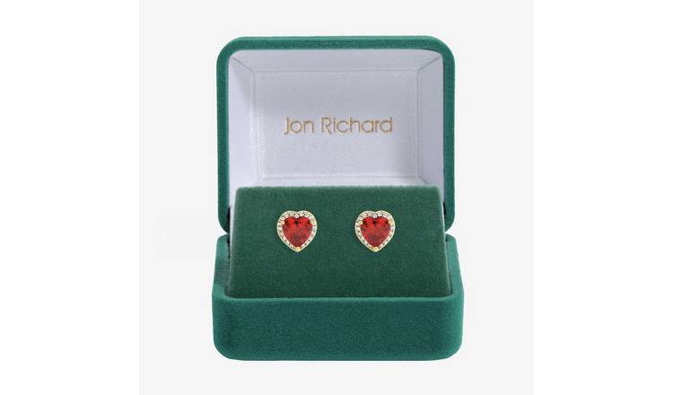 Jon Richard Gold Plated Red Heart Drop Earrings