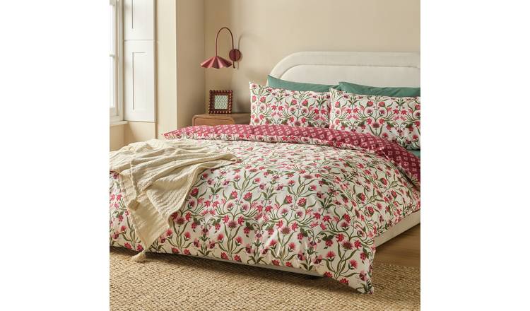 Argos Home Cotton Floral Trail White Bedding Set - Double