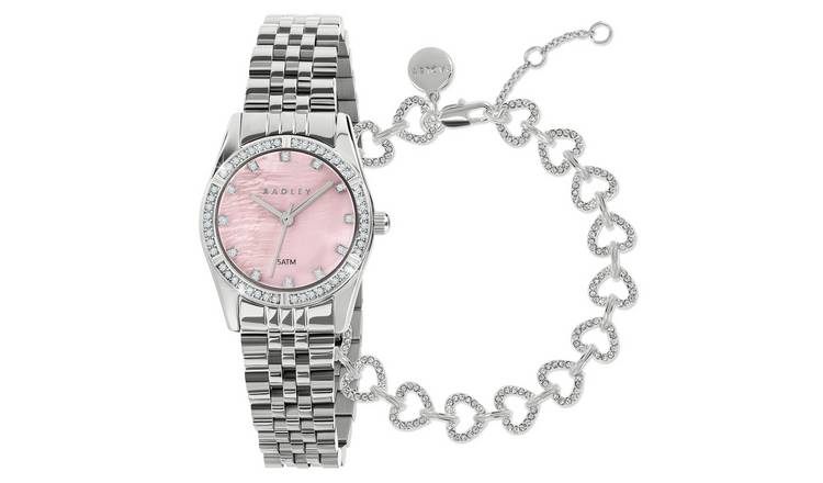 Radley Soft Sports Silver Stone Set Watch and Bracelet Set