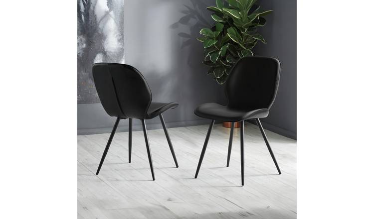 Julian Bowen Otto Pair of Faux Leather Dining Chairs - Black