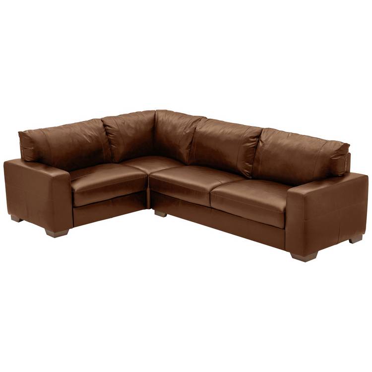 Habitat Eton Leather Left Hand Corner Sofa - Tan 0