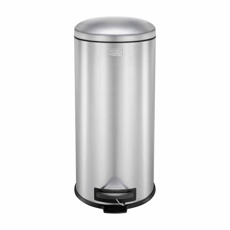 Black + Decker 30 Litre Dome Lid Pedal Bin - Stainless Steel 0