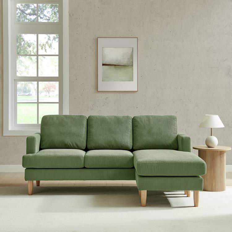 Habitat Joshua Fabric Reversible Corner Chaise Sofa - Green 0