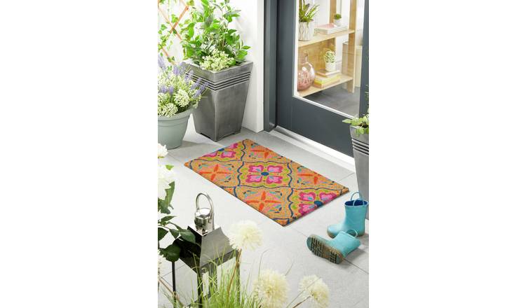 My Mat Printed Coir Bright Tile Doormat - 45x75cm