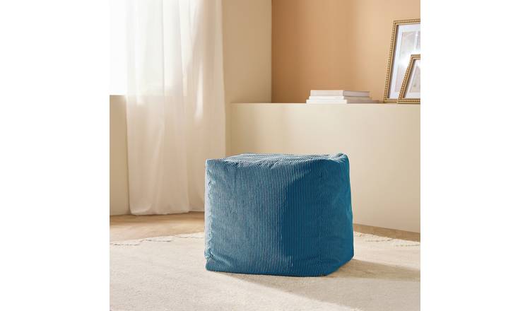 Kaikoo Cord Cube Pouffe - Blue