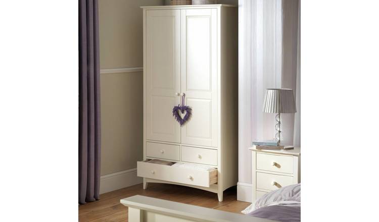 Julian Bowen Cameo 2 Door 3 Drawer Wardrobe - Off White