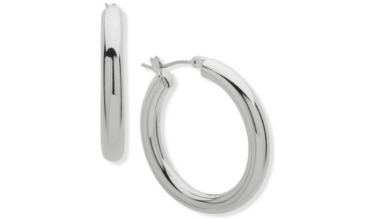 DKNY Silver Tone 30mm Hoop Earrings