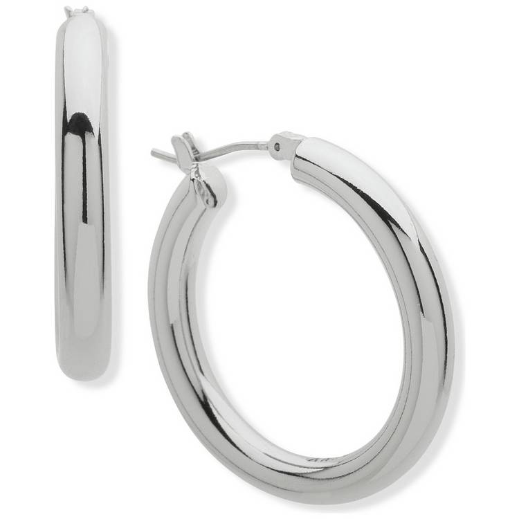 DKNY Silver Tone 30mm Hoop Earrings 0