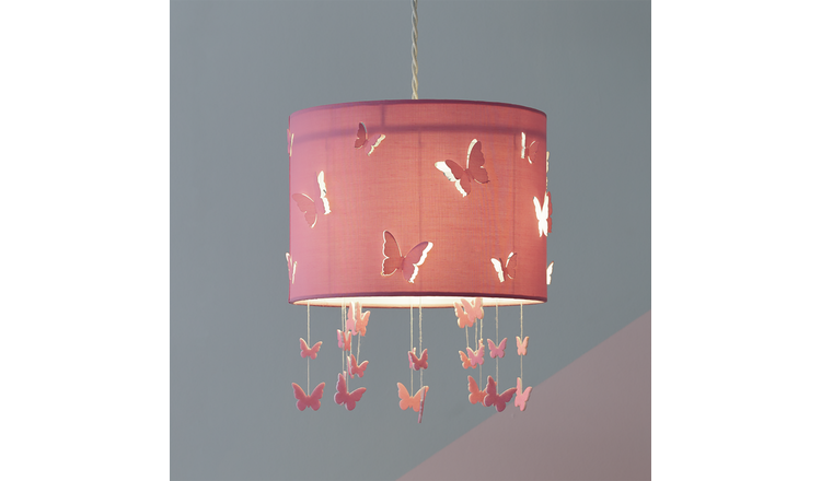 Argos Home Kids Pink Butterflies Drum Lampshade - 25cm