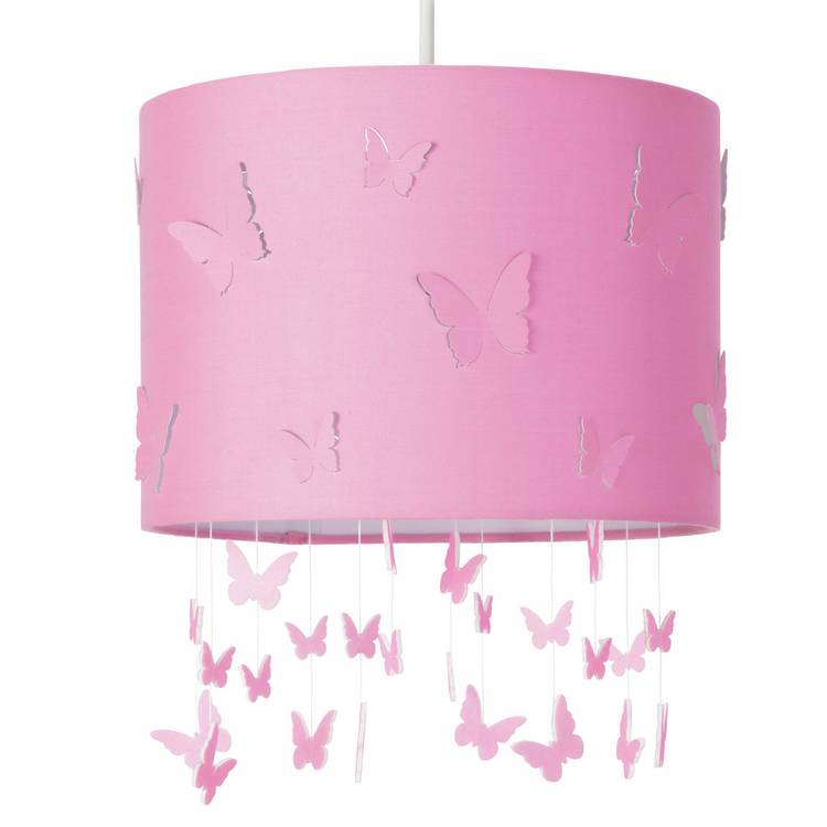 Argos Home Kids Pink Butterflies Drum Lampshade - 25cm 0