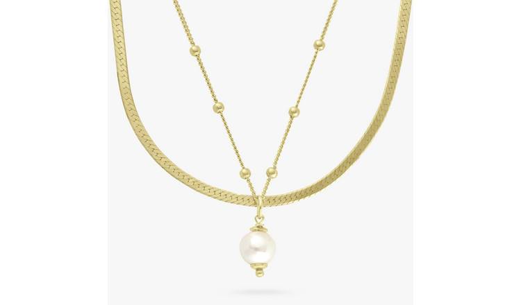 Revere 9ct Gold Plated Double Strand Pear Pendant Necklace