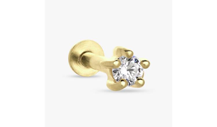 Revere Gold Plated Silver Cubic Zirconia Flatback Earring