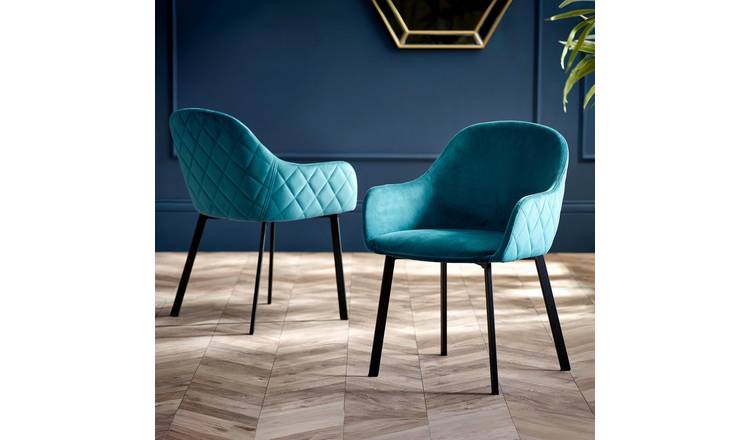 Julian Bowen Lima Pair of Velvet Dining Chairs - Teal