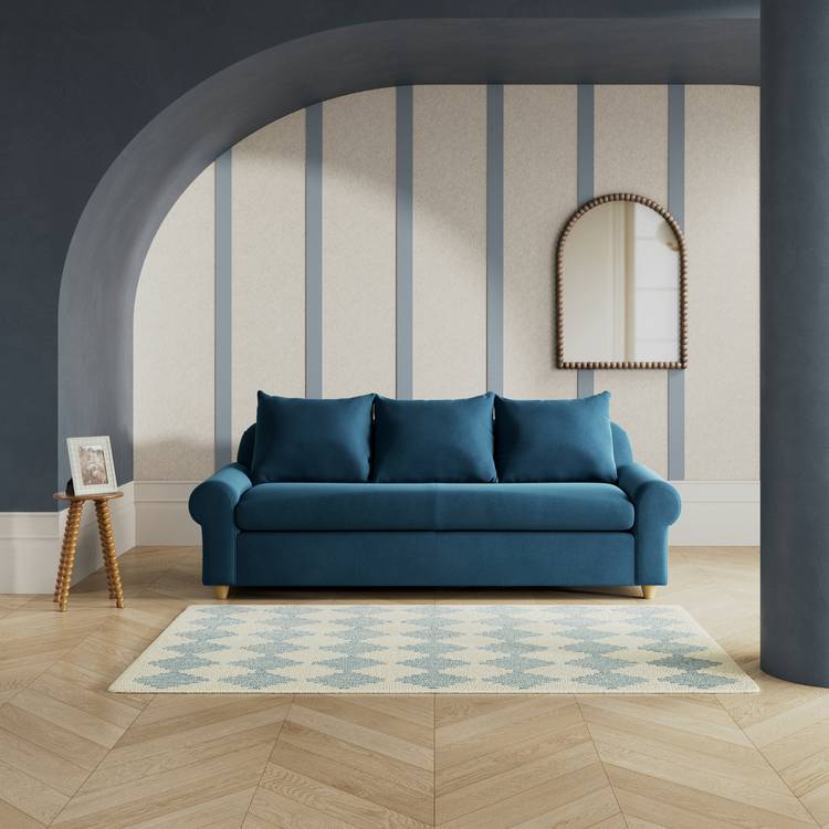 Habitat Whitby Velvet 4 Seater Sofa - Ink Blue - Ash Leg 0