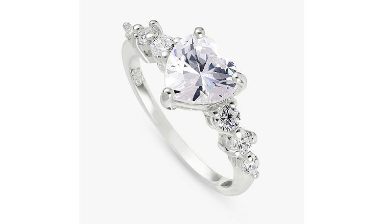 Revere Sterling Silver Heart Cubic Zirconia Ring - Large