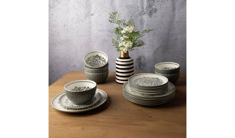 Code Maison 12 Piece Ceramic Inari Dinner Set - Green
