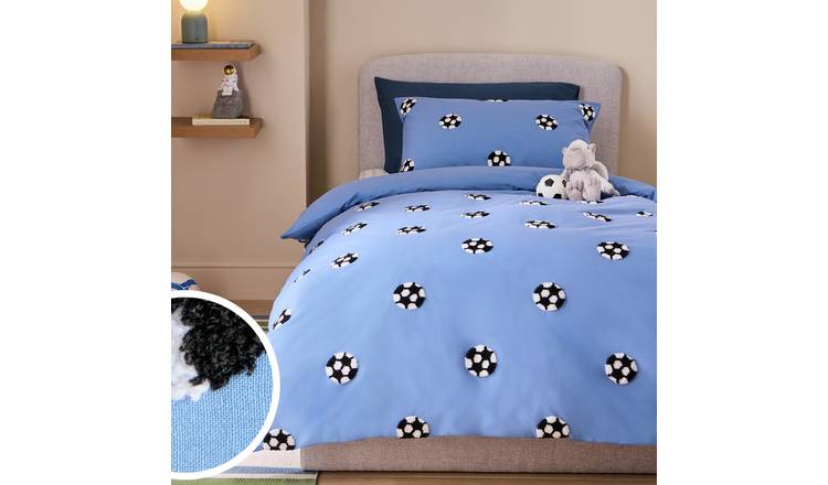 Argos Home Kids Tufted Football Blue Bedding Set - Double