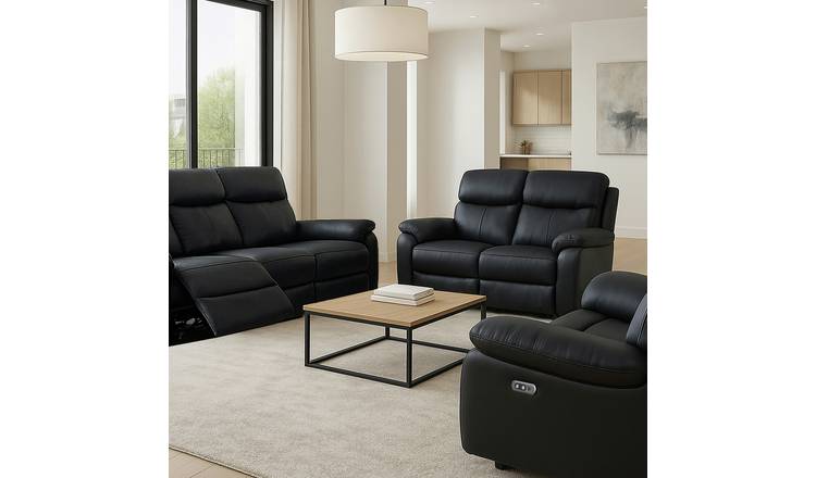 Aspire Kingsmere 3, 2 & 1 Seater Power Recliner Sofa - Black