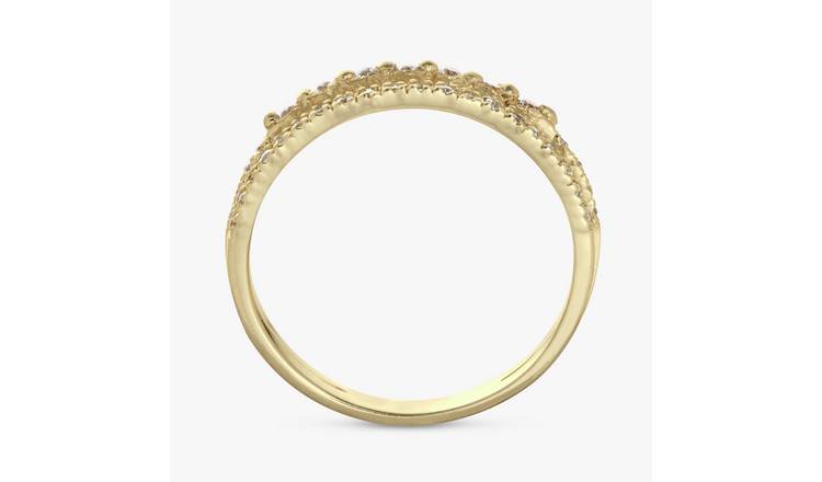 Revere Gold Plated Sterling Silver Double Band Ring - Medium