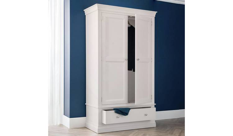 Julian Bowen Clermont 2 Door 1 Drawer Wardrobe - Light Grey