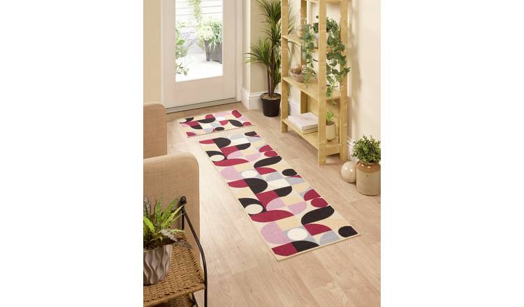 Floormatters Purple Geo Runner & Mat Set - 150x50cm