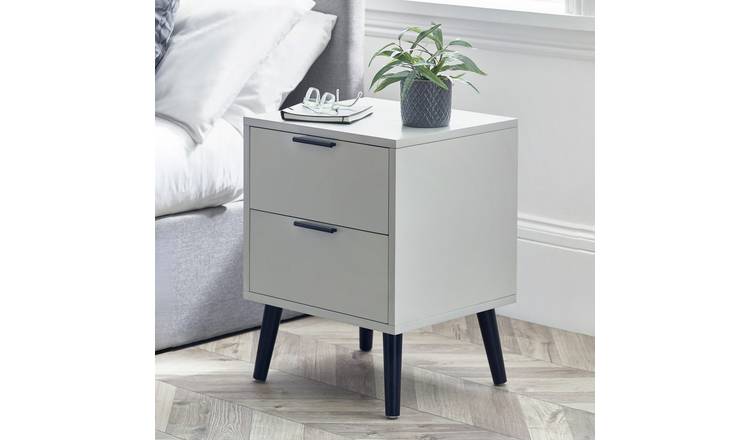 Julian Bowen Alba 2 Drawer Bedside Table - Light Grey