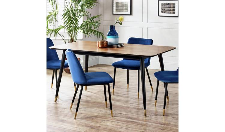 Julian Bowen Findlay 6 Seater Dining Table - Walnut & Black