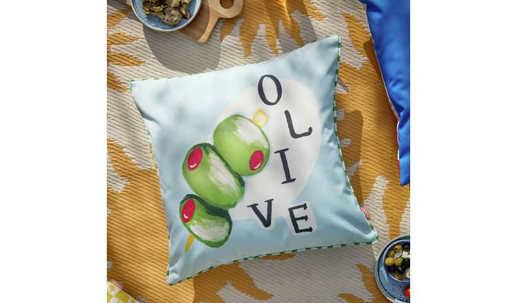 Furn Olive Stripe Blue Outdoor Cushion