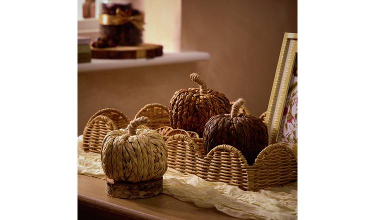 Argos Home Wicker Pumpkins Table Decoration - Set of 3
