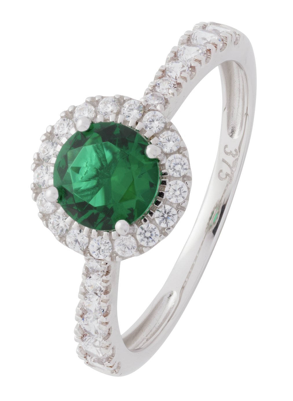 Revere 9ct White Gold Cubic Zirconia Emerald Colour Ring-N Review