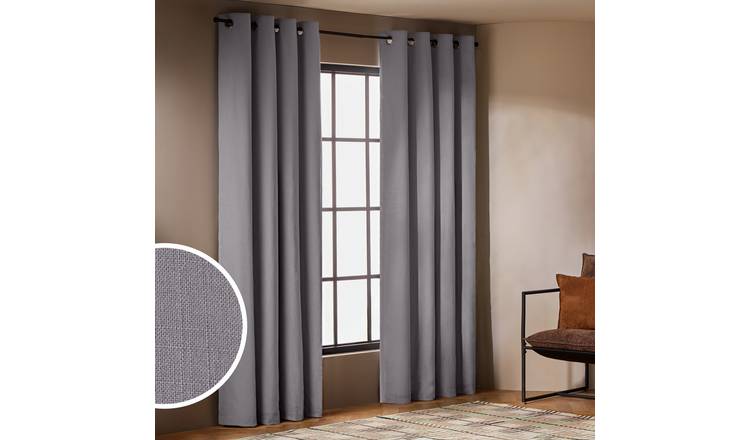 Habitat With Linen Blackout Eyelet Curtain - Dove Grey - 229x183cm