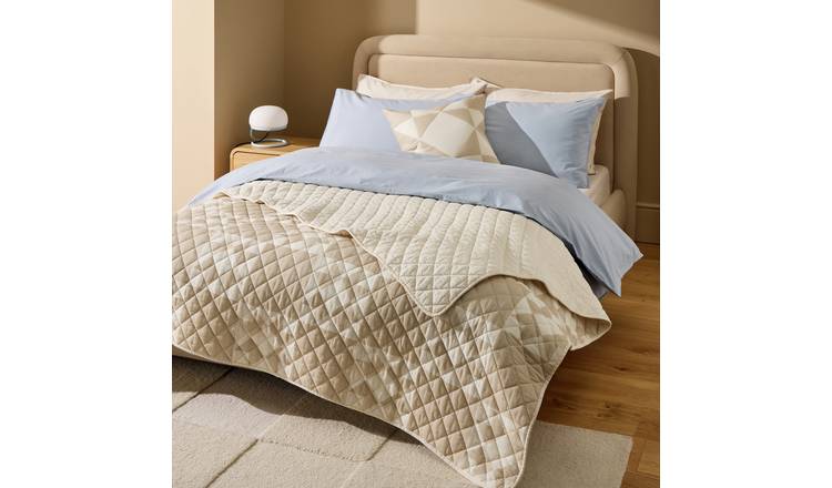 Habitat Quilted Motif Neutral Bedspread - 220x200cm