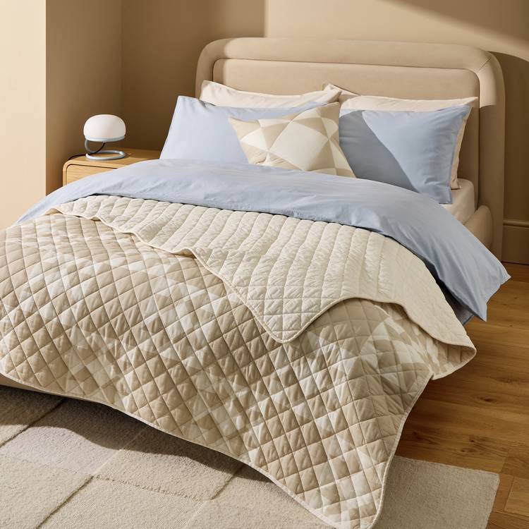 Habitat Quilted Motif Neutral Bedspread - 220x200cm 0