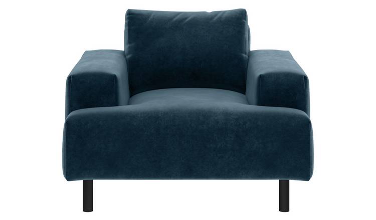 Buy Habitat Julien Velvet Armchair - Navy | Armchairs | Habitat