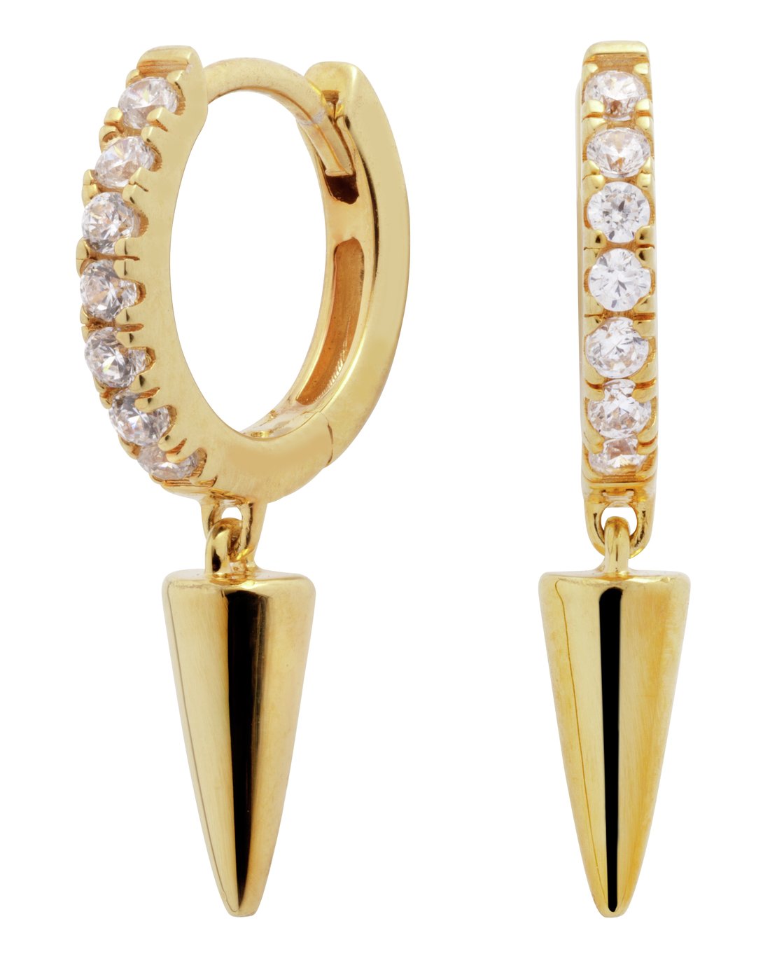 Revere 9ct Gold Plated Plain Spike Drop Huggie Earrings Review