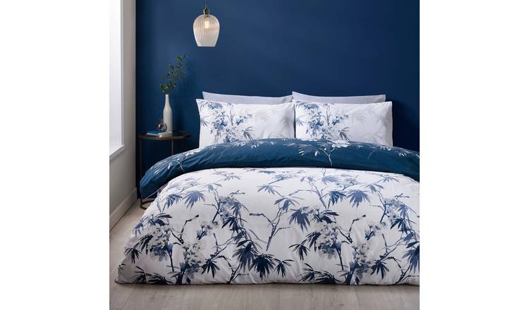 Catherine Lansfield Kyoto Floral Blue Bedding Set - Double