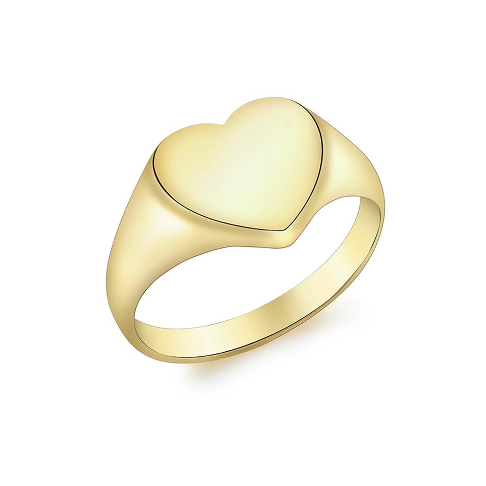 Revere 9ct Gold Personalised Heart Signet Ring - O