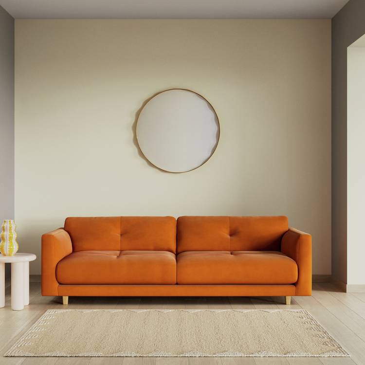 Habitat Emely Fabric 4 Seater Sofa - Orange - Ash Leg 0