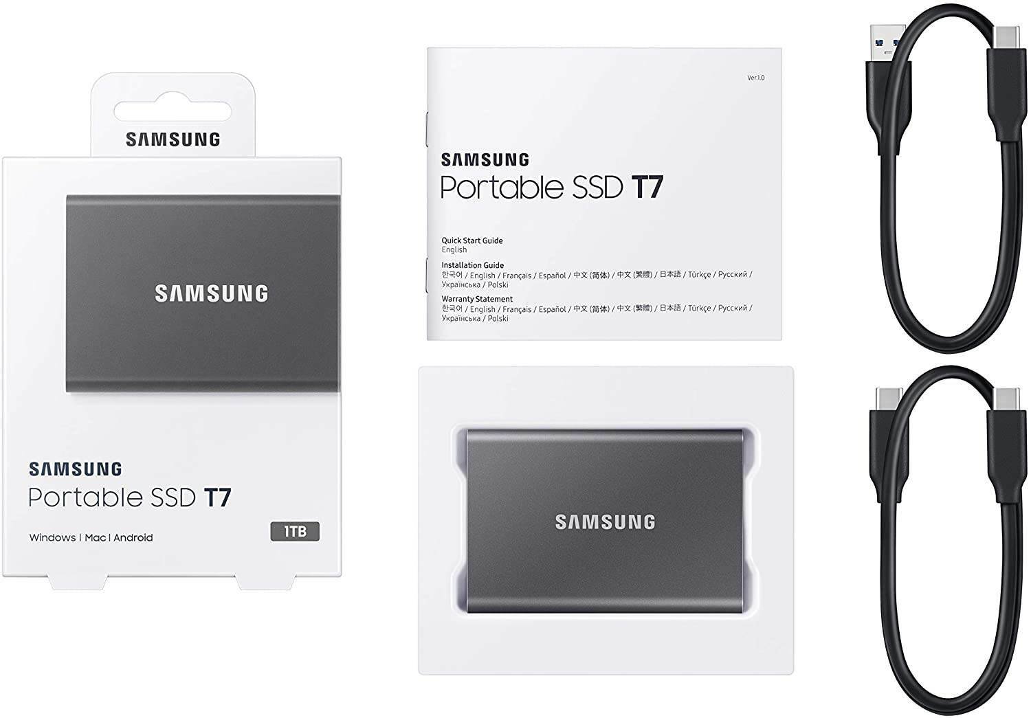 Buy Samsung T7 1TB EXT Portable SSD - Grey | External hard drives