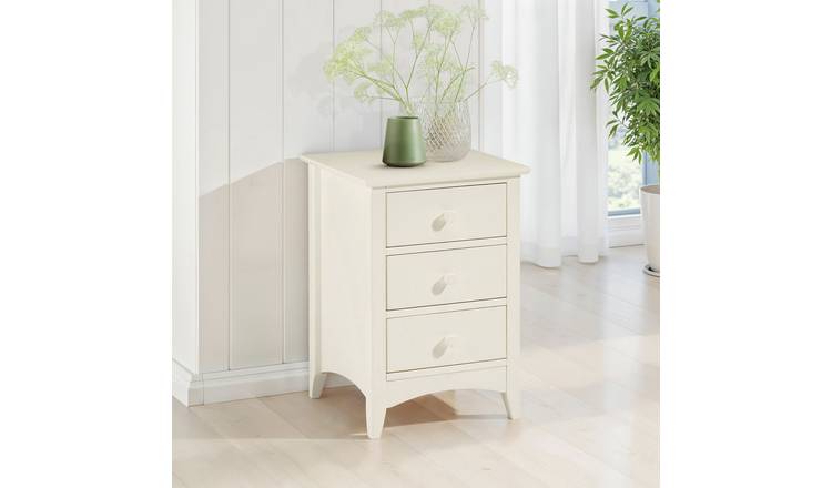 Julian Bowen Cameo 3 Drawer Bedside Table - Off White