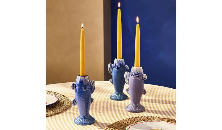 Argos Home Ceramic Fish Dinner Candle Holders - Set of 3