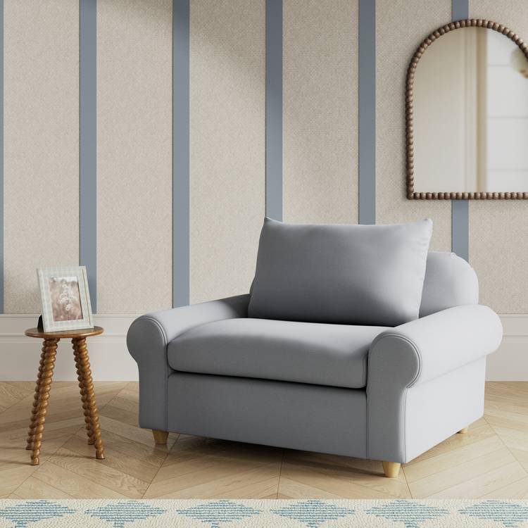 Habitat Whitby Fabric Cuddle Chair - Grey - Ash Leg 0