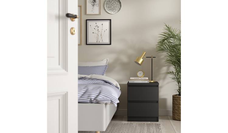 Furniture To Go Naia 2 Drawers Bedside Table - Black