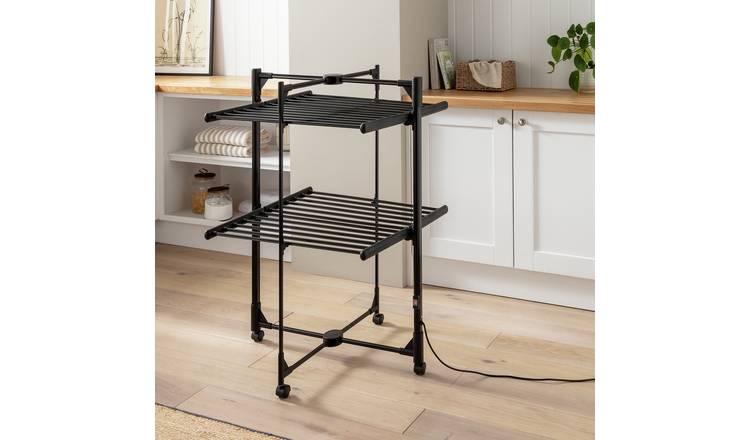 Argos Home 14m 2 Tier Heated Clothes Airer - Black